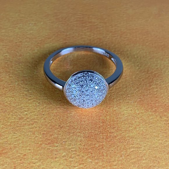 NEW Size 8 1/4 Pave Set CZ Cubic Zirconia Dome Ring in Sterling Silver - Picture 6 of 6